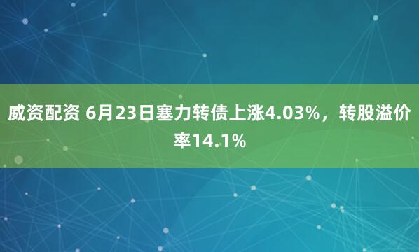 威资配资 6月23日塞力转债上涨4.03%，转股溢价率14.1%